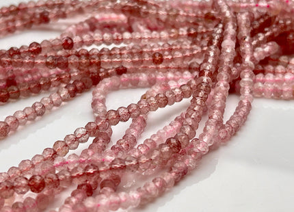 2.5x4 mm AAA Natural Color Faceted Rondelle Strawberry Quartz Gemstone Beads Top Quality Micro Faceted Quartz Gemstone Loose Beads # 2453