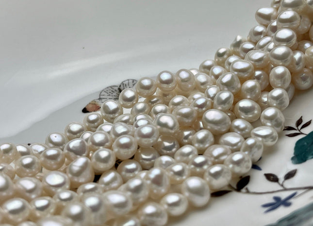 8 mm AAAA High Quality Potato Nugget Freshwater Pearl Beads Natural White High Luster And Smooth Genuine Freshwater Pearls 50 Beads #P1909