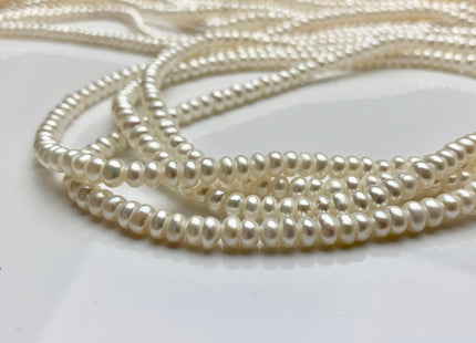 5mm AAA Large Hole Natural White Round Button Freshwater Pearls Hole Size 1.5 mm Genuine High Luster Large Hole Pearl 7.5 Inches #1844