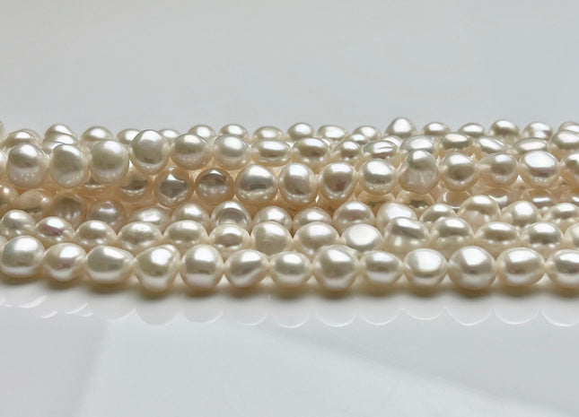 8 mm AAAA High Quality Potato Nugget Freshwater Pearl Beads Natural White High Luster And Smooth Genuine Freshwater Pearls 50 Beads #P1909