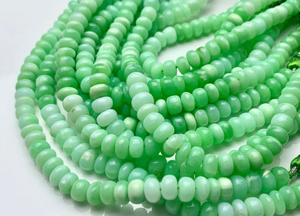 7-10 mm 100% All Natural Smooth Rondelle Parrot Green Opal Gemstone Beads Genuine Natural Peruvian Green Opal 8 Inches Strand #2936