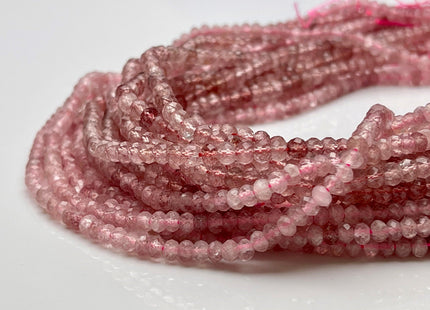 2.5x4 mm AAA Natural Color Faceted Rondelle Strawberry Quartz Gemstone Beads Top Quality Micro Faceted Quartz Gemstone Loose Beads # 2453