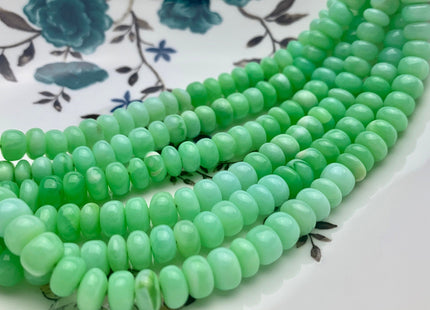 7-10 mm 100% All Natural Smooth Rondelle Parrot Green Opal Gemstone Beads Genuine Natural Peruvian Green Opal 8 Inches Strand #2936