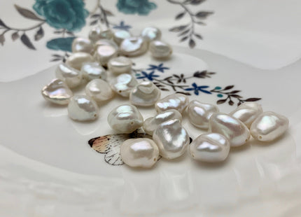 ONE Piece AAAAA 12-14 mm Top Quality High Luster Through Drilled Freshwater Keshi Pearl Beads Genuine Natural White Keshi Pearls #P1122-FH