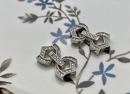 11x20mm 925 Sterling Silver Antique Double Shape Clasp Genuine Sterling Silver Findings 925 Sterling Silver Clasps w/CZ DIY Jewelry #10104