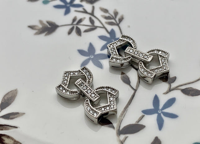 11x20mm 925 Sterling Silver Antique Double Shape Clasp Genuine Sterling Silver Findings 925 Sterling Silver Clasps w/CZ DIY Jewelry #10104