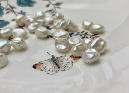 ONE Piece AAAAA 12-14 mm Top Quality High Luster Through Drilled Freshwater Keshi Pearl Beads Genuine Natural White Keshi Pearls #P1122-FH