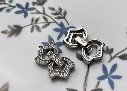 11x20mm 925 Sterling Silver Antique Double Shape Clasp Genuine Sterling Silver Findings 925 Sterling Silver Clasps w/CZ DIY Jewelry #10104