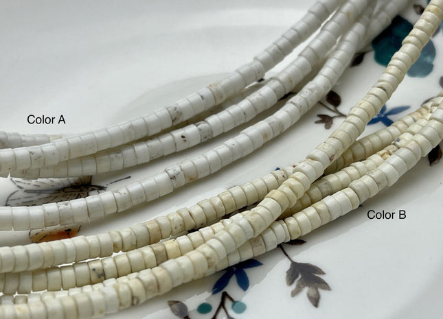 4 mm White Howlite Turquoise Heishi Rondelle Shape Howlite Turquoise Gemstones Loose Beads 15 Inches Strand #3844