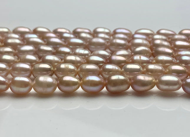 5x7-8 mm AAA Natural Pink Rice / Oval Freshwater Pearls Genuine Freshwater Pearls Beads Cultured Freshwater Pearls Natural Pink Color #1149