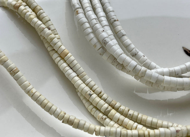 4 mm White Howlite Turquoise Heishi Rondelle Shape Howlite Turquoise Gemstones Loose Beads 15 Inches Strand #3844