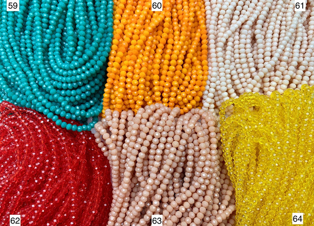 3-3.5 mm Faceted Rondelle Czech Crystal Seed Beads 64 Colors to Select #541