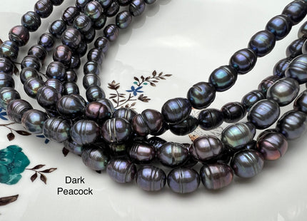 9x11 mm Dark Peacock/Green Color Freshwater Rice/Oval Pearls Genuine Black Peacock Rice/Oval Freshwater Pearls #1669