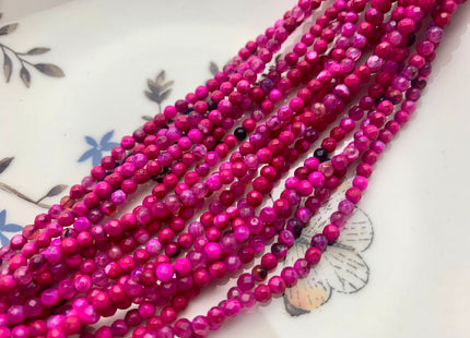 WHOLESALE 3 mm Faceted Round Agate Gemstone Beads Genuine Mixed Pink Purple Green Fuchsia Blue color Agate Loose Beads 15 Inches #3226