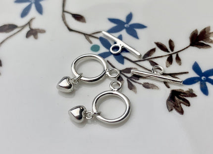 9 mm 925 Sterling Silver Toggle Clasp Genuine 925 Sterling Silver Toggle Findings With Heart Shape Design DIY Jewelry #10129