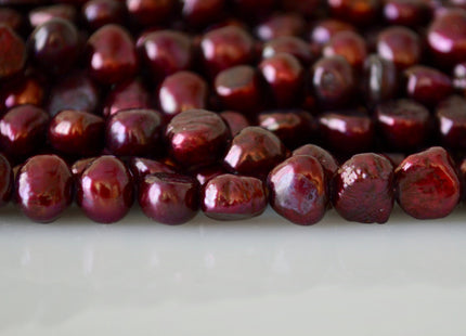 8-9mm Nugget Shape Burgundy Color Freshwater Pearl Beads Genuine Pearl #920