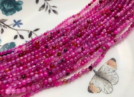 WHOLESALE 3 mm Faceted Round Agate Gemstone Beads Genuine Mixed Pink Purple Green Fuchsia Blue color Agate Loose Beads 15 Inches #3226