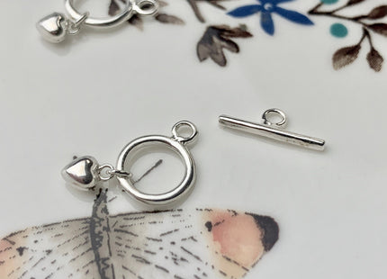 9 mm 925 Sterling Silver Toggle Clasp Genuine 925 Sterling Silver Toggle Findings With Heart Shape Design DIY Jewelry #10129