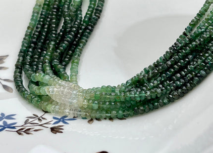 3mm 4mm Natural Shaded Emerald Gemstone Beads Faceted Rondelle Shape Genuine Green Emerald Tiny Gemstone Bead 8 Or 16 Inches Strand #3838