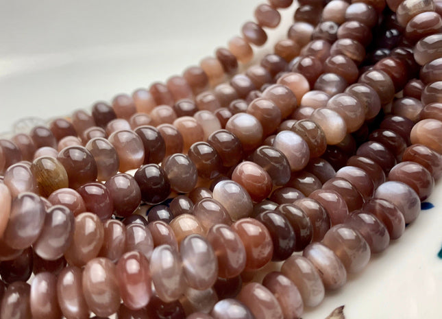 8mm 9mm 10mm Natural AAA Coffee Moonstone Beads Smooth Rondelle Top Quality Coffee Moonstone Beads 8 inches Strand #3734