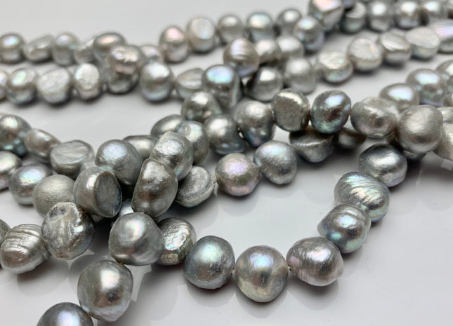WHOLESALE 8mm 10-11mm Silver Gray Freshwater Pearl Nugget Beads Gray Color Freshwater Pearls Genuine Freshwater Nugget Pearls #293