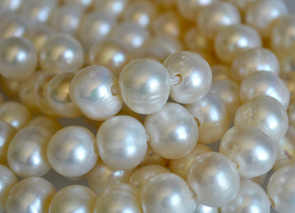 10 mm Half Strand Large Hole Natural White Freshwater Pearl Beads 2.0mm Hole, Large Hole White Freshwater Pearls #16