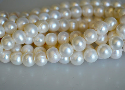 10 mm Half Strand Large Hole Natural White Freshwater Pearl Beads 2.0mm Hole, Large Hole White Freshwater Pearls #16