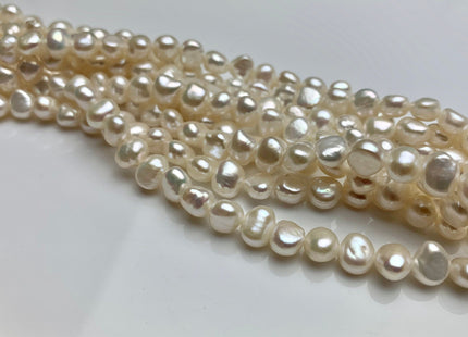 7-8 mm AAA Natural White High Luster Nugget Freshwater Pearls Genuine Natural White Smooth Potato Nugget Beads 62 Pieces #1447