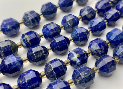 9x10mm AAA Half Strand Faceted Energy Prism Cut Lapis Gemstone Genuine Double Terminated Points Natural Blue Lapis Beads 16 Pieces #3609