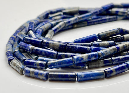 4x13-14 mm Tube Shape Natural Lapis Gemstone Beads Genuine Blue Gray Color Lapis Gemstone Loose Beads 15.5 Inches Strand #3843