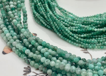 2mm 4mm AAA Natural Faceted Round Green Emerald Gemstone Beads Genuine Top Quality Emerald Small Gemstone Bead 15.5 inches Strand #3639