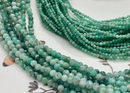 2mm 4mm AAA Natural Faceted Round Green Emerald Gemstone Beads Genuine Top Quality Emerald Small Gemstone Bead 15.5 inches Strand #3639