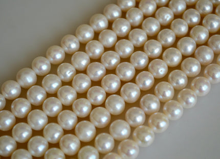 8 mm AA Semi Round Natural White Cultured Freshwater Pearls Genuine Natural Pearl Beads Lustrous Natural White Bridal Pearls #201
