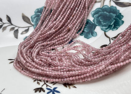 2 mm Faceted Round Tiny Pink Strawberry Quartz Gemstone Beads Genuine Natural Quartz Loose Beads 13 Inches Strand #4138