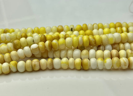 5-7mm Natural Smooth Rondelle Yellow Opal Large Hole Gemstone Beads Hole Size 1.0mm Genuine Peruvian Opal 8 Inches Strand #4237