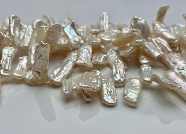 WHOLESALE 7x15-20 mm AAA Natural White Side Drilled Biwa Stick Pearls Genuine High Luster Top Drilled Natural Biwa Pearl Beads #1398