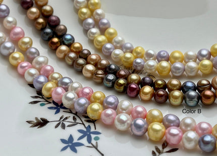 7-8 mm Multi Color Potato Freshwater Pearl Bead Mixed Pink White Purple Gold Red Peacock Brown Pearls Genuine Freshwater Pearl Beads #550