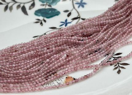 2 mm Faceted Round Tiny Pink Strawberry Quartz Gemstone Beads Genuine Natural Quartz Loose Beads 13 Inches Strand #4138