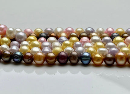 7-8 mm Multi Color Potato Freshwater Pearl Bead Mixed Pink White Purple Gold Red Peacock Brown Pearls Genuine Freshwater Pearl Beads #550