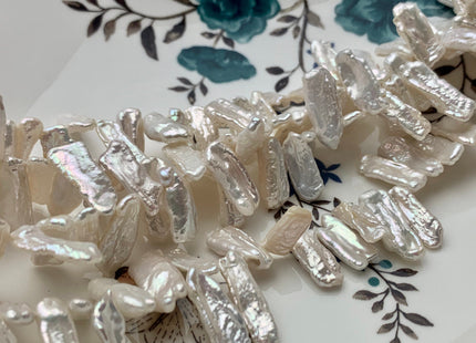 WHOLESALE 7x15-20 mm AAA Natural White Side Drilled Biwa Stick Pearls Genuine High Luster Top Drilled Natural Biwa Pearl Beads #1398