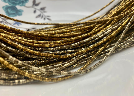 2mm Shiny Hematite Pyrite Beads Silver Gold Bronze Rainbow Rhodium Color Faceted Heishi Hexagon Tiny Spacer Titanium Beads 15.5 Inches #3277