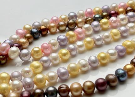 7-8 mm Multi Color Potato Freshwater Pearl Bead Mixed Pink White Purple Gold Red Peacock Brown Pearls Genuine Freshwater Pearl Beads #550