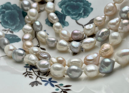 64 Inches 9-10x11-13 mm Hand Knotted Natural White Pink OR White Silver Gray Rice Nugget Pearl Necklaces Long Pearl Bridal Necklace #226