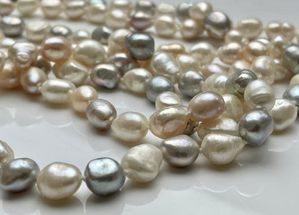 64 Inches 9-10x11-13 mm Hand Knotted Natural White Pink OR White Silver Gray Rice Nugget Pearl Necklaces Long Pearl Bridal Necklace #226