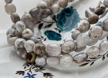 7-9x10-13 mm Natural Porcelain Jasper Gemstone Nugget Beads Genuine Gray and White Color Porcelain Jasper Nugget Gemstone Beads #3854