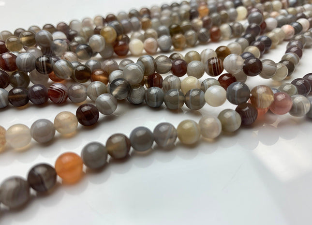 4mm 6mm 8mm 10mm 12mm AAA Natural Color Smooth Round Botswana Agate Gemstone Beads Top Quality Natural Color Gemstone # 2355