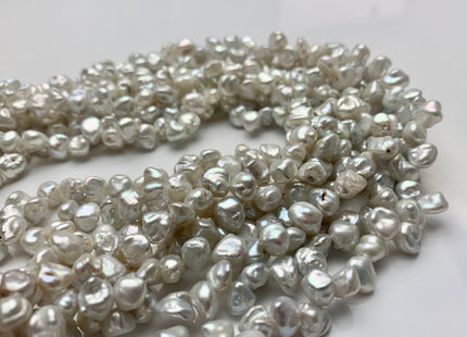 6-7x8 mm Natural White Keshi Freshwater Pearl Beads Top Drilled Keshi Pearls Genuine Freshwater Silver White Luster Keshi Pearls #P1169