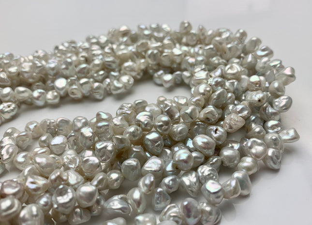 6-7x8 mm Natural White Keshi Freshwater Pearl Beads Top Drilled Keshi Pearls Genuine Freshwater Silver White Luster Keshi Pearls #P1169