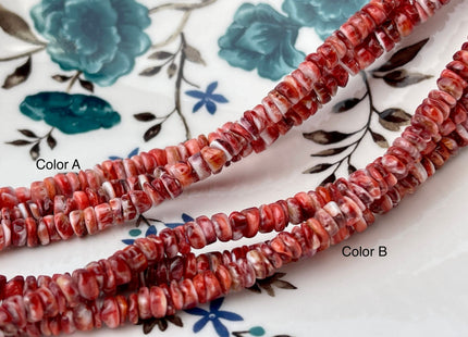 5 mm AAA Natural Orange Red White Spiny Oyster Shell Heishi Rondelle Shape Genuine Beautiful Natural Spiny Oyster Beads 16 Inch Strand #4277