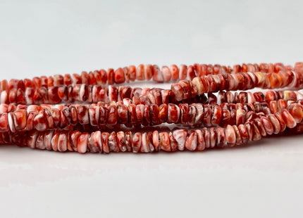 5 mm AAA Natural Orange Red White Spiny Oyster Shell Heishi Rondelle Shape Genuine Beautiful Natural Spiny Oyster Beads 16 Inch Strand #4277